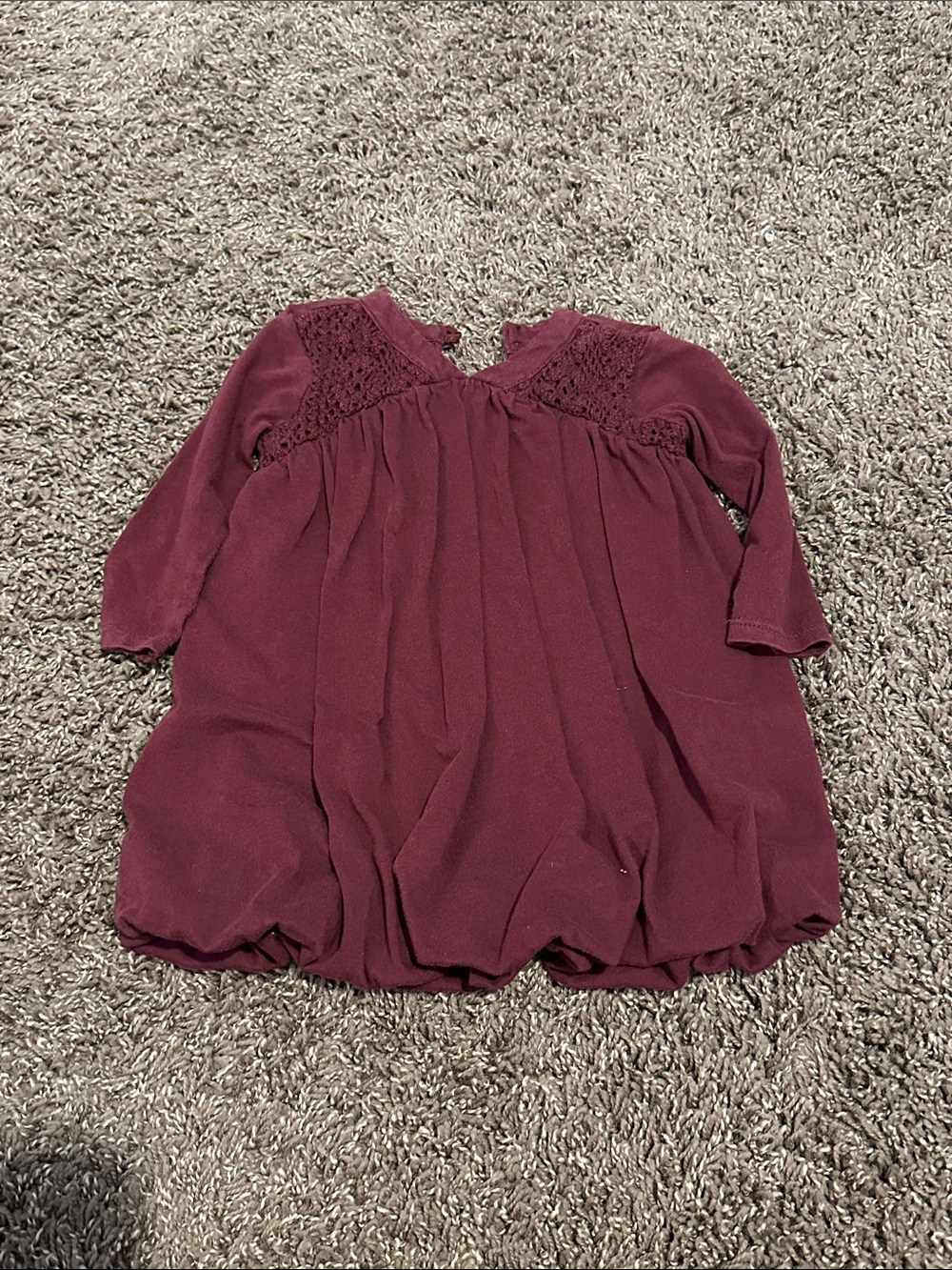Girls Burgundy Long-Sleeve Knit Dress